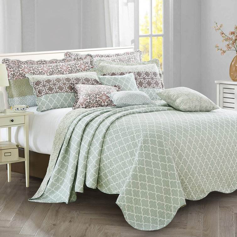 August Grove® Manley Microfiber Reversible 9 Piece Coverlet / Bedspread